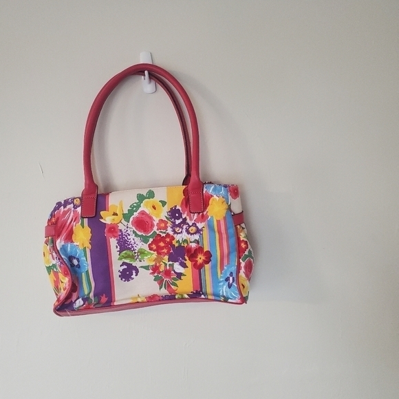 Floral multicolored and pink medium size purse - Picture 2 of 9